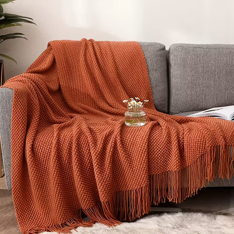 MorandiSoft™ Gestrickte Decke | Weiche Waschbare Plaid in Morandi Orange