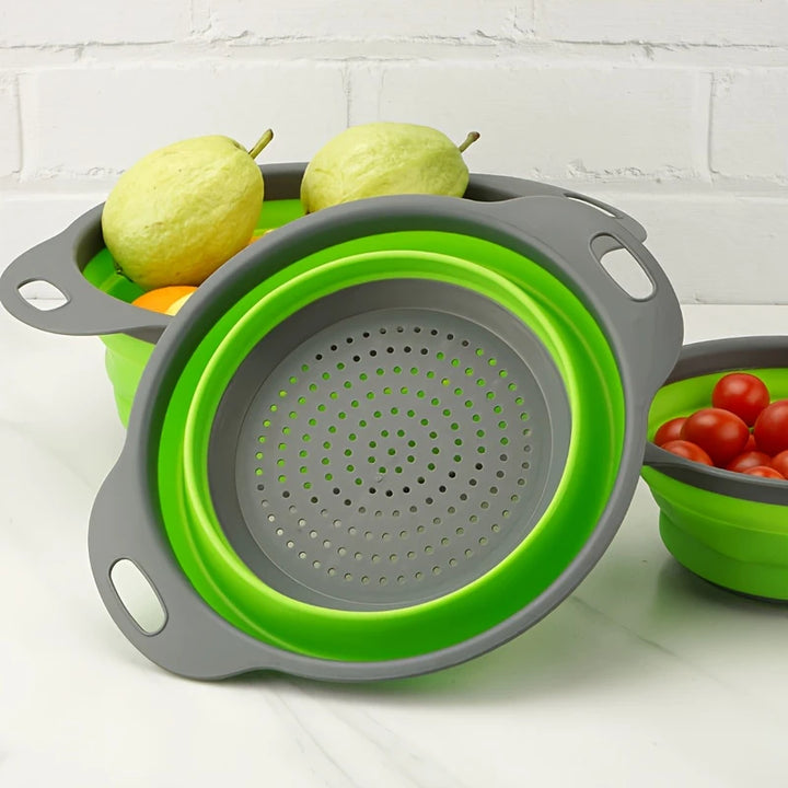 Ronde Silicone Uitlekbak | Inklapbaar | Voor Pasta, Groenten & Fruit