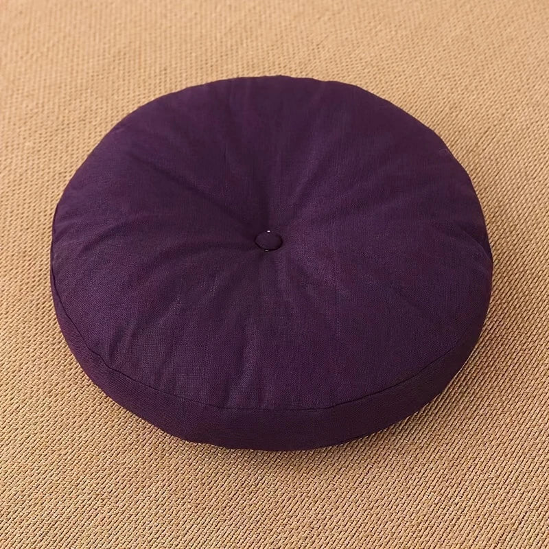 Japandi Linnen Vloerkussen | Rond, 40 cm, Afneembare Hoes