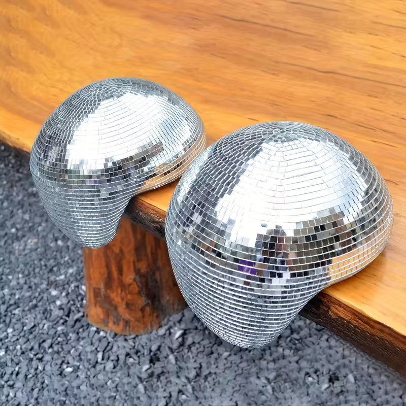 MeltBall™ Zilveren Gesmolten Discobal Sculptuur | Spiegelglas Kunstobject