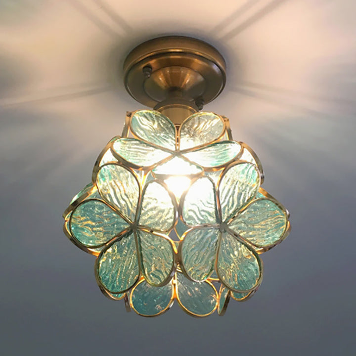 1-Lichts Retro Plafondlamp | Gekleurd Glas in Tiffany Stijl, 20 cm Breed