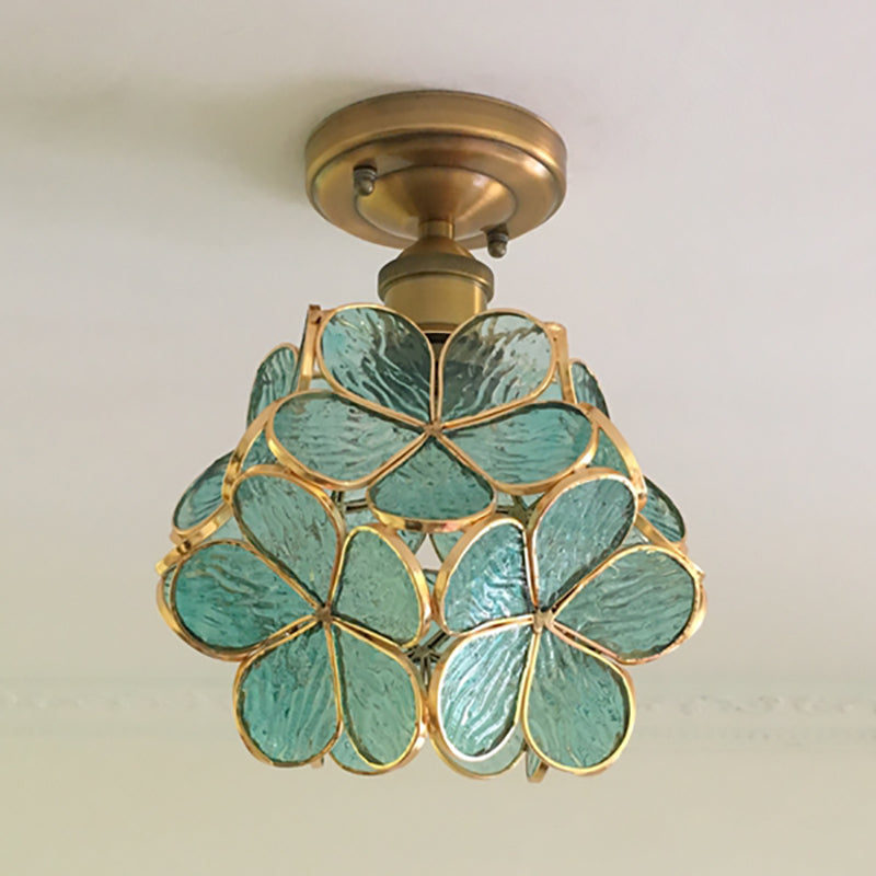 1-Lichts Retro Plafondlamp | Gekleurd Glas in Tiffany Stijl, 20 cm Breed