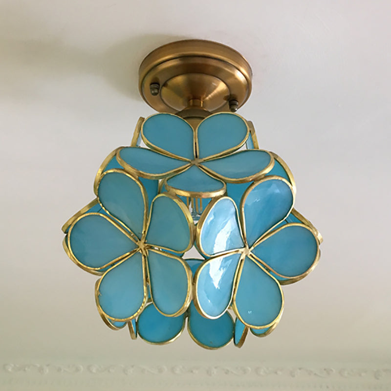 1-Lichts Retro Plafondlamp | Gekleurd Glas in Tiffany Stijl, 20 cm Breed