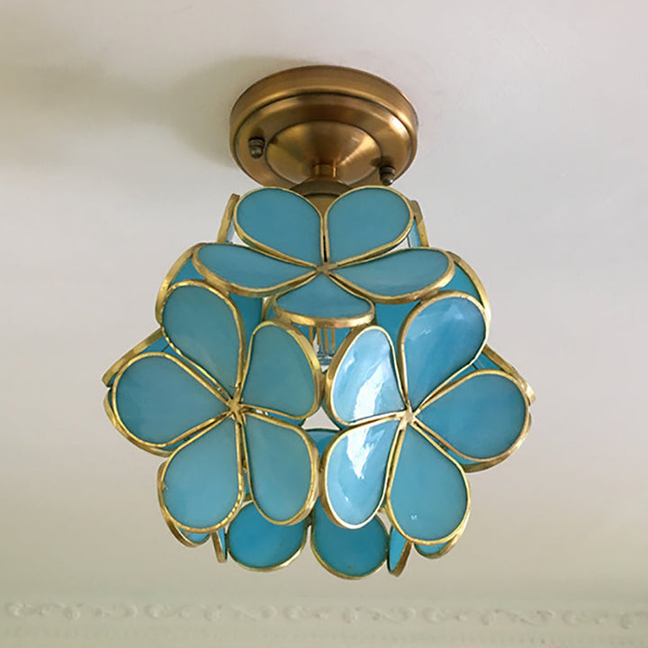 1-Lichts Retro Plafondlamp | Gekleurd Glas in Tiffany Stijl, 20 cm Breed