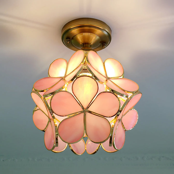 1-Lichts Retro Plafondlamp | Gekleurd Glas in Tiffany Stijl, 20 cm Breed