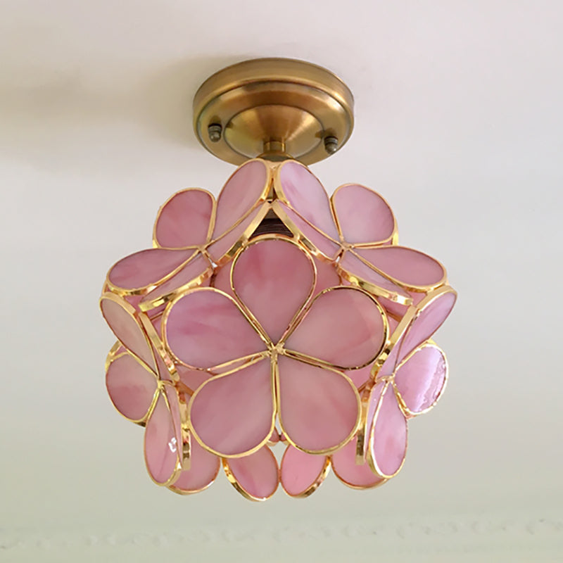 1-Lichts Retro Plafondlamp | Gekleurd Glas in Tiffany Stijl, 20 cm Breed
