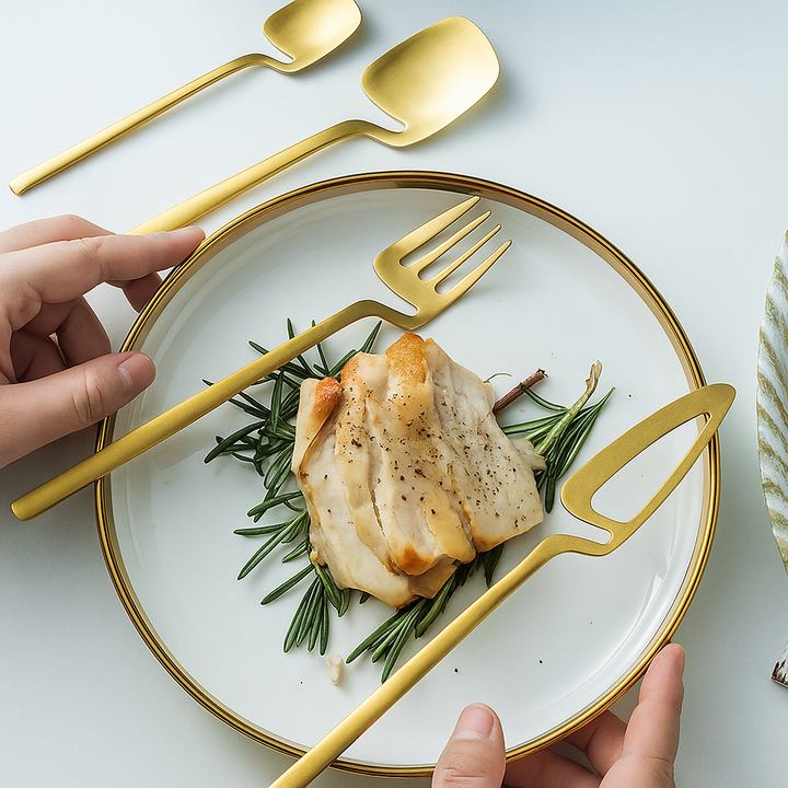 Milano Bestekset | Modern RVS Bestek in Goud, Zilver of Zwart (4, 16 of 32-delig)