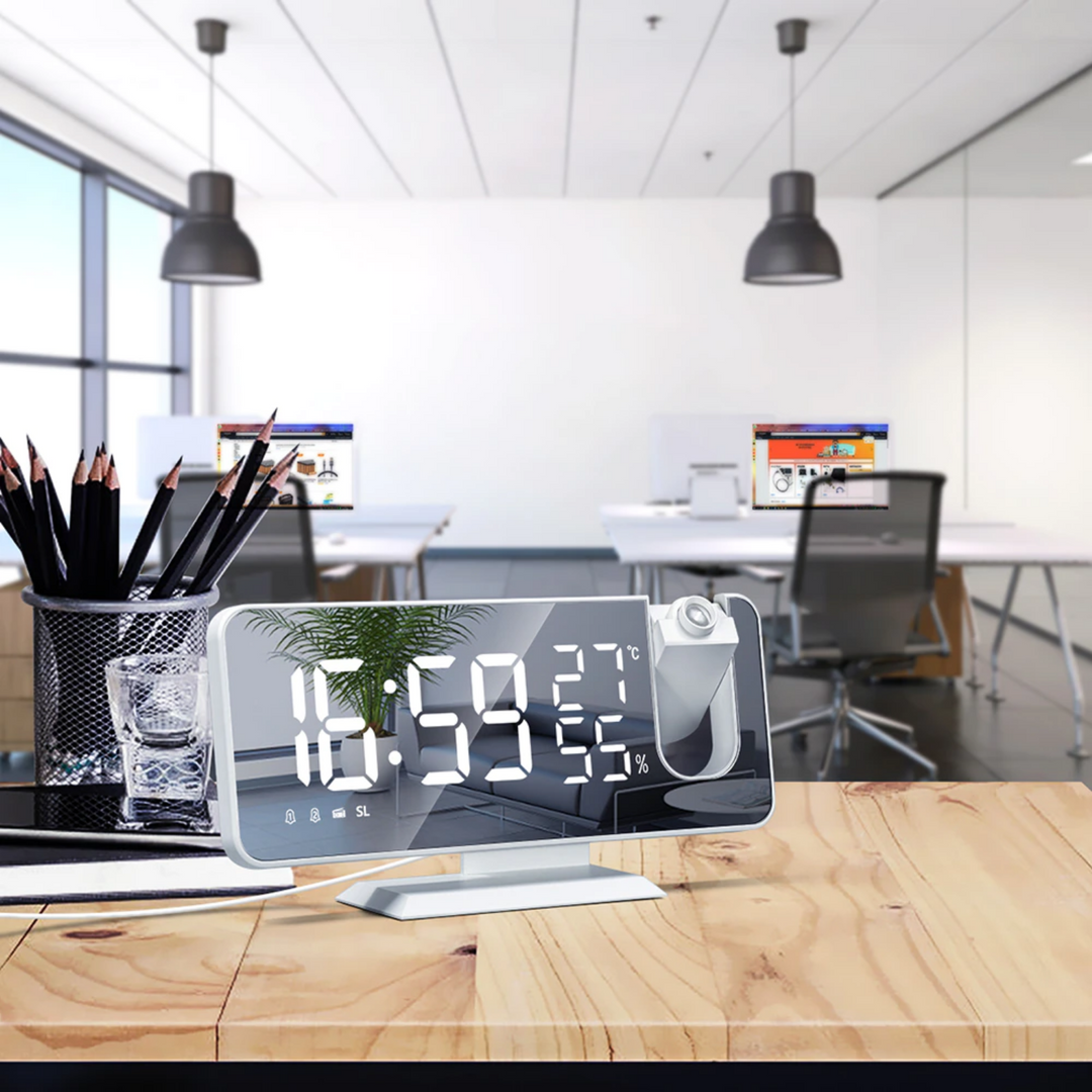 Astronatic Alarm | De Beste Alarmklok met LED Scherm - 180° Projector - USB lader