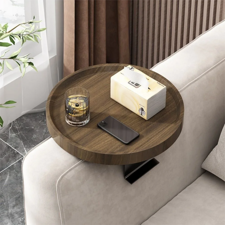 Ronde Houten Bankleuning Tray | Clip-On & Vrijstaand