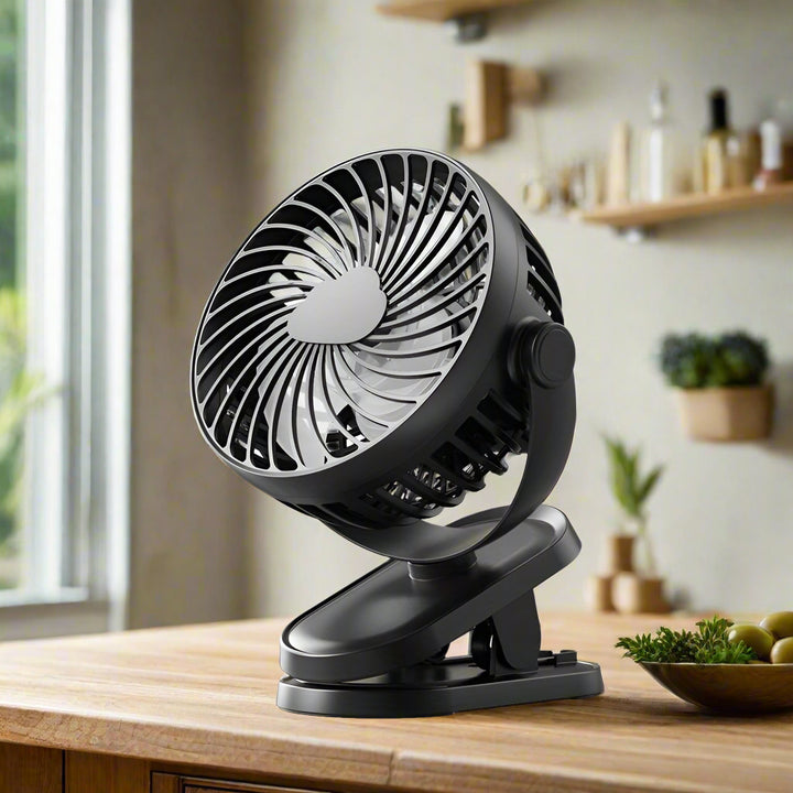 BreezeClip Ventilator | Draagbare Clip-On Ventilator met USB Oplaadbare Batterij