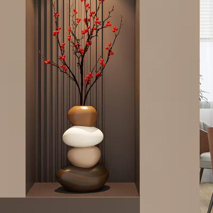 ZenStone™ Handgeschilderde Resin Vaas | Rustgevende Steen-Decoratie