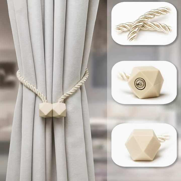 Magnetische Gordijnhouders | Modern Touwdesign | Set van 2