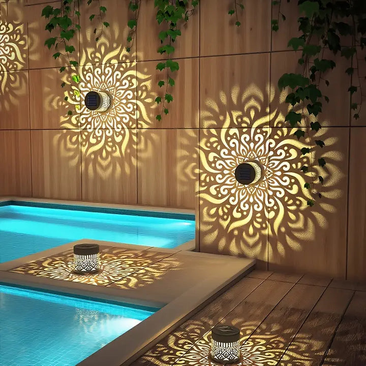 2 Stuks Solar Wandlampen Buiten | Decoratieve LED Tuinverlichting met Warm Licht