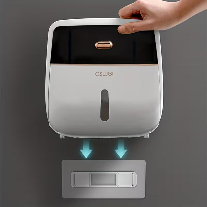 CleanRoll™ | Porte-rouleau de toilette étanche avec compartiment de rangement