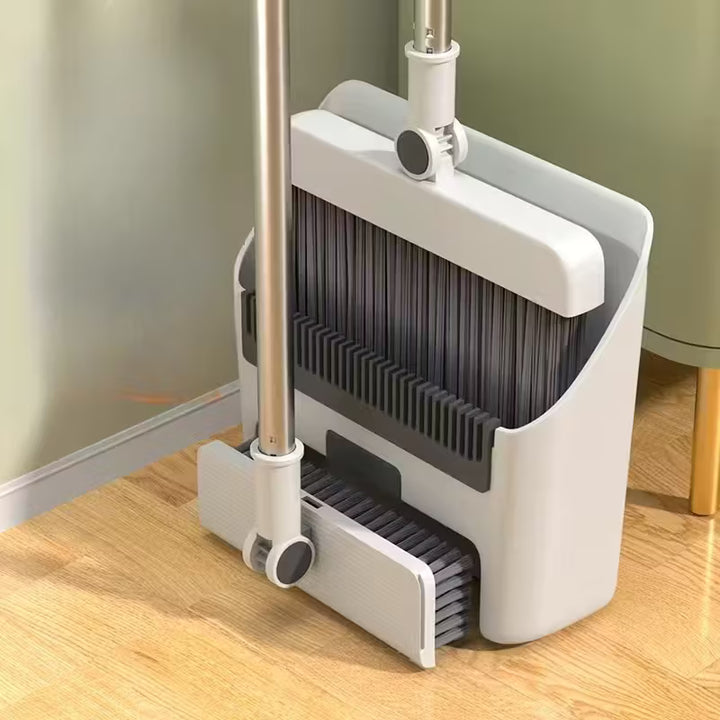 3-in-1 Schoonmaakset | Bezem, Stoffer & Blik | Anti-haar Design voor Thuis & Kantoor