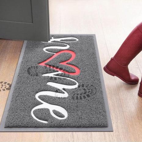 "Home" Deurmat 40x60 cm – Grijs | Wasbaar, Antislip, Voor Binnen & Buiten