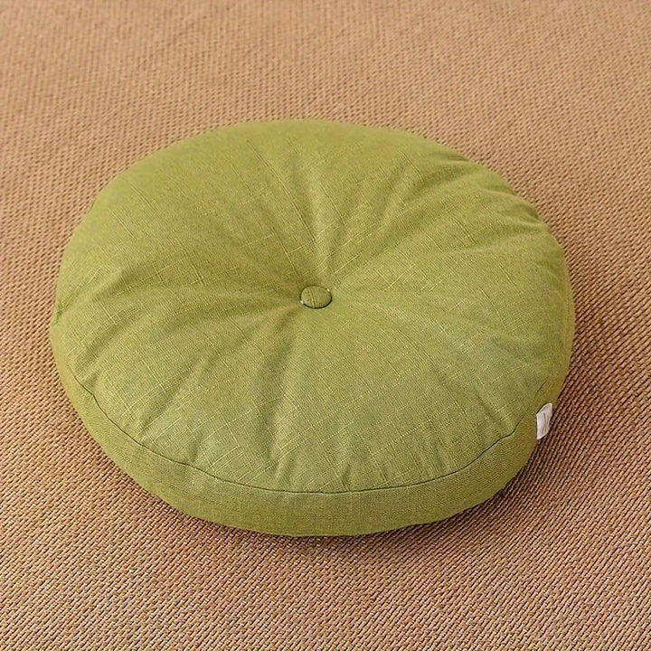 Japandi Linnen Vloerkussen | Rond, 40 cm, Afneembare Hoes