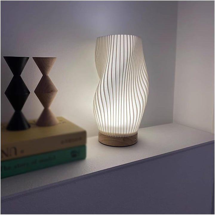 Serene Wavecrest Lamp | Moderne Golfvormige Tafellamp | Dimbare LED & USB-Aansluiting