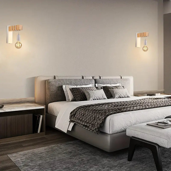 Moderne Wandlamp met Houten Afwerking | Retro-Industrieel Design