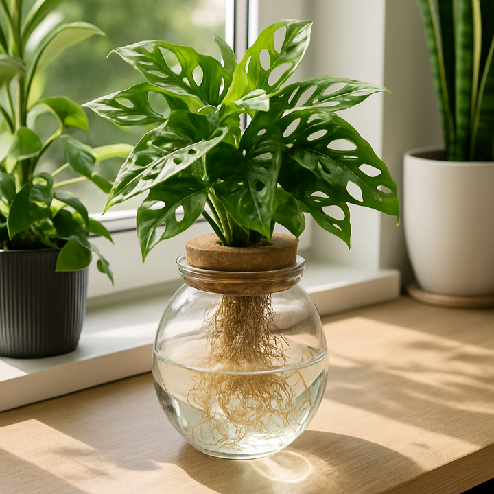 Monstera Adansonii in Bolglas met Klikkurk | Hoogte 25 cm