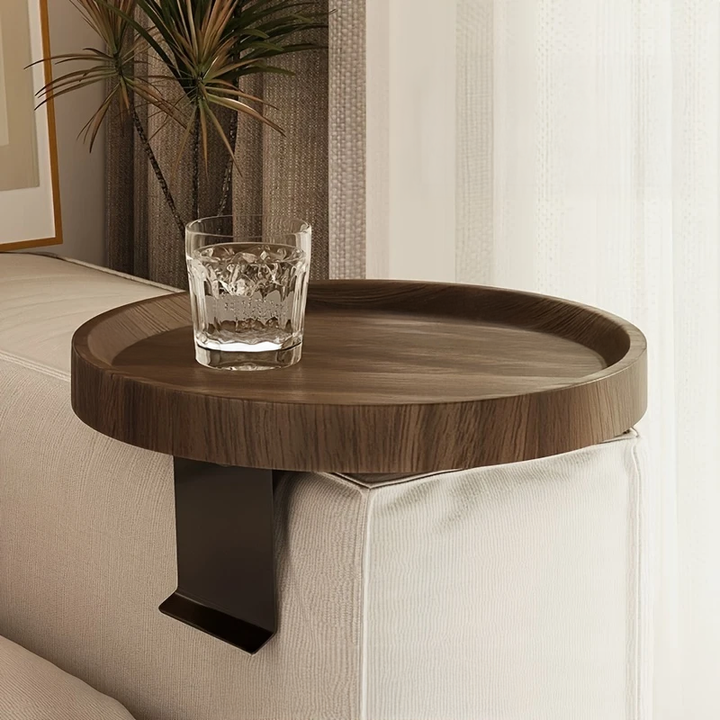 Ronde Houten Bankleuning Tray | Clip-On & Vrijstaand