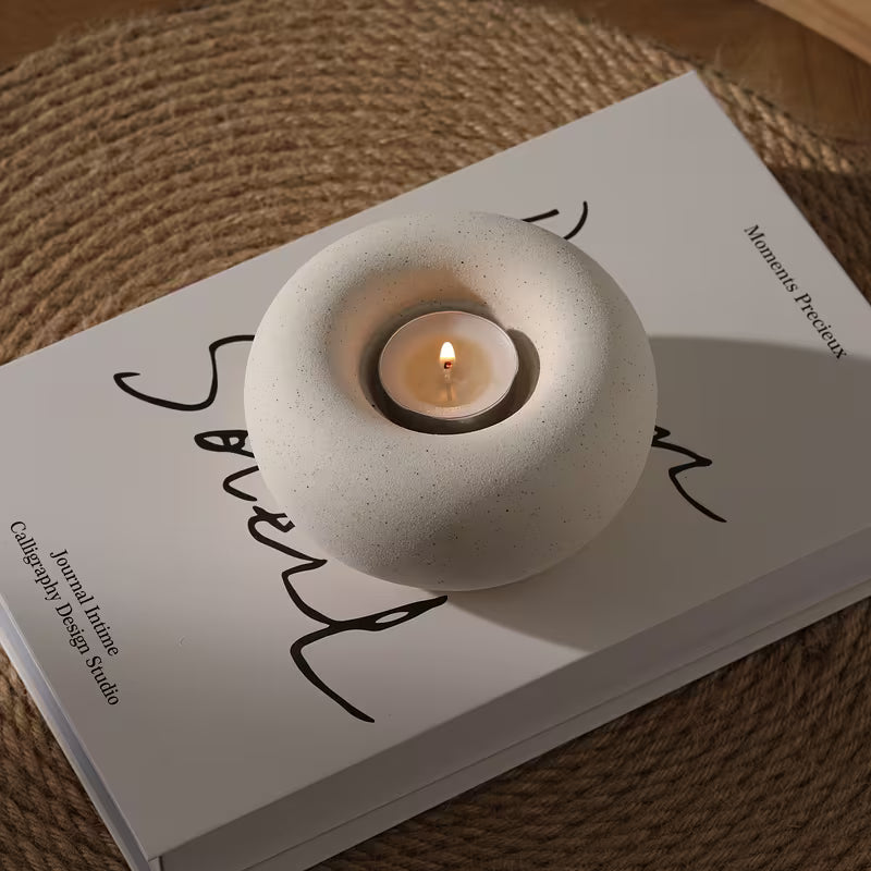 DonutGlow™ Handgemaakte Witte Keramische Kaarshouder