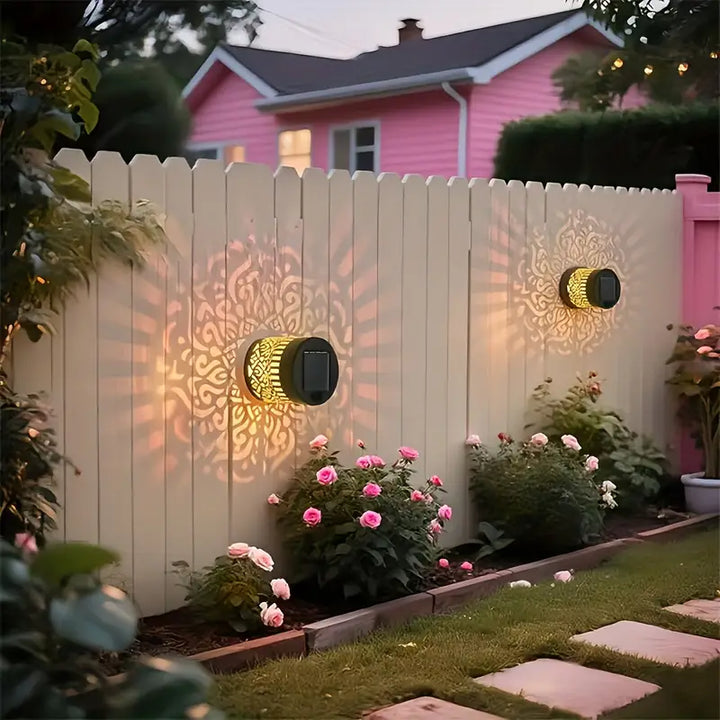 2 Stuks Solar Wandlampen Buiten | Decoratieve LED Tuinverlichting met Warm Licht