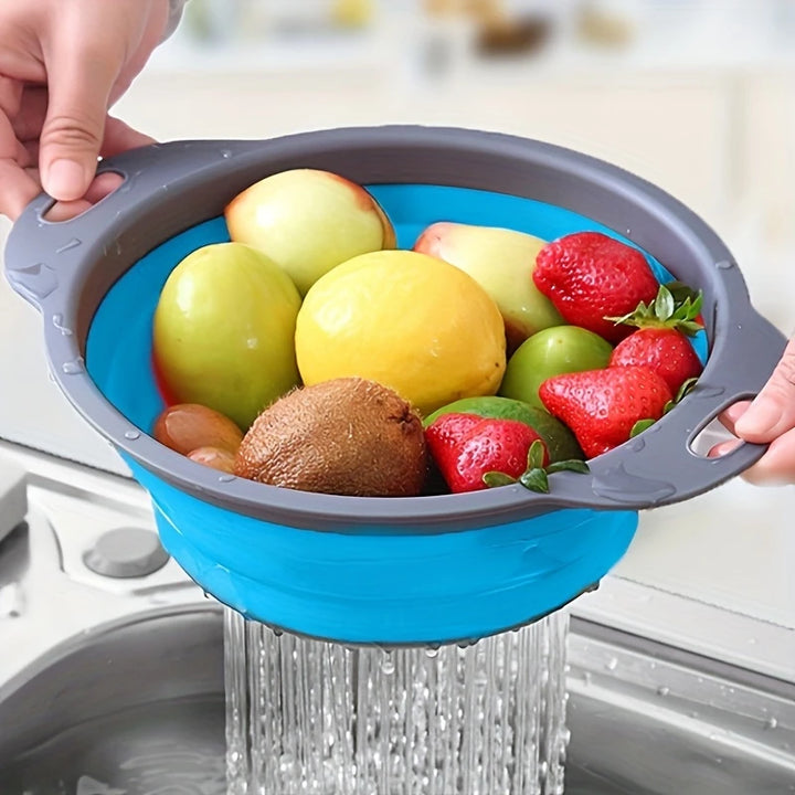 Ronde Silicone Uitlekbak | Inklapbaar | Voor Pasta, Groenten & Fruit