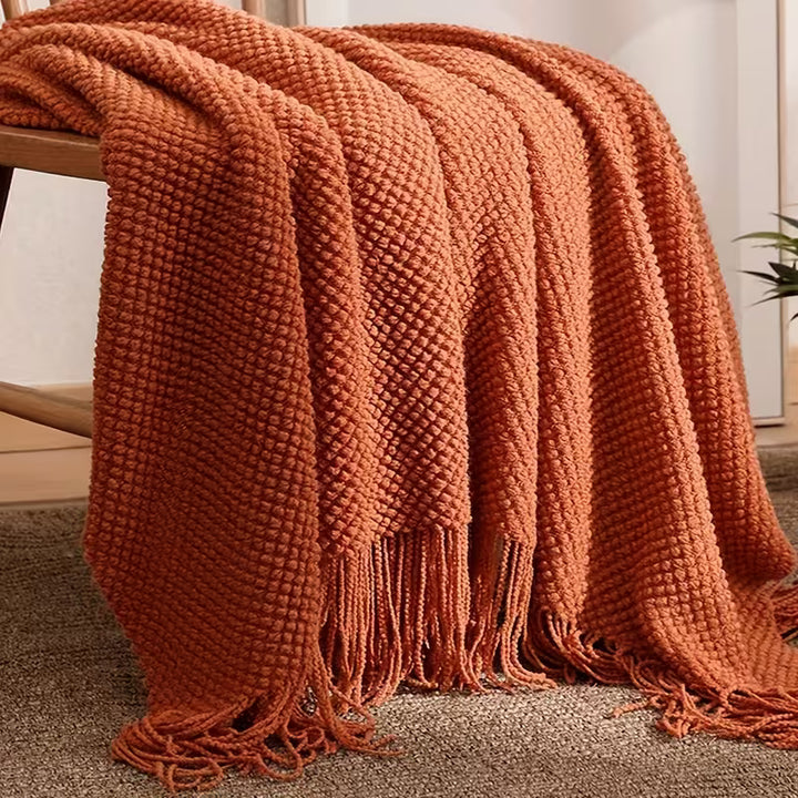 MorandiSoft™ Gestrickte Decke | Weiche Waschbare Plaid in Morandi Orange