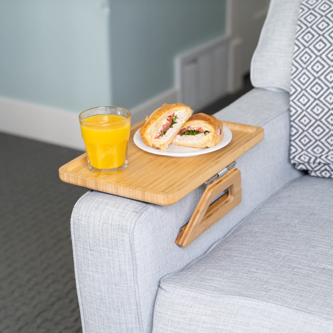 Banktafeltje | Bamboe Opzettafel voor Bankleuning | Inklapbaar & Anti-Slip | 35×25 cm
