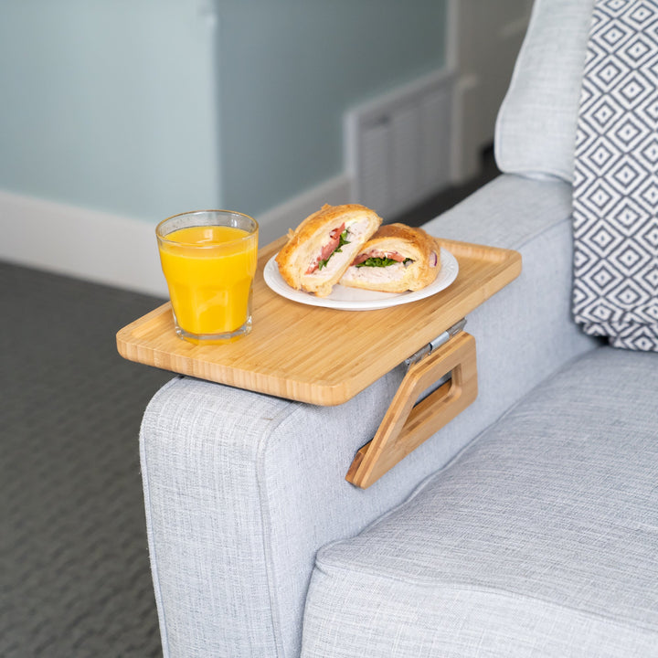 Banktafeltje | Bamboe Opzettafel voor Bankleuning | Inklapbaar & Anti-Slip | 35×25 cm