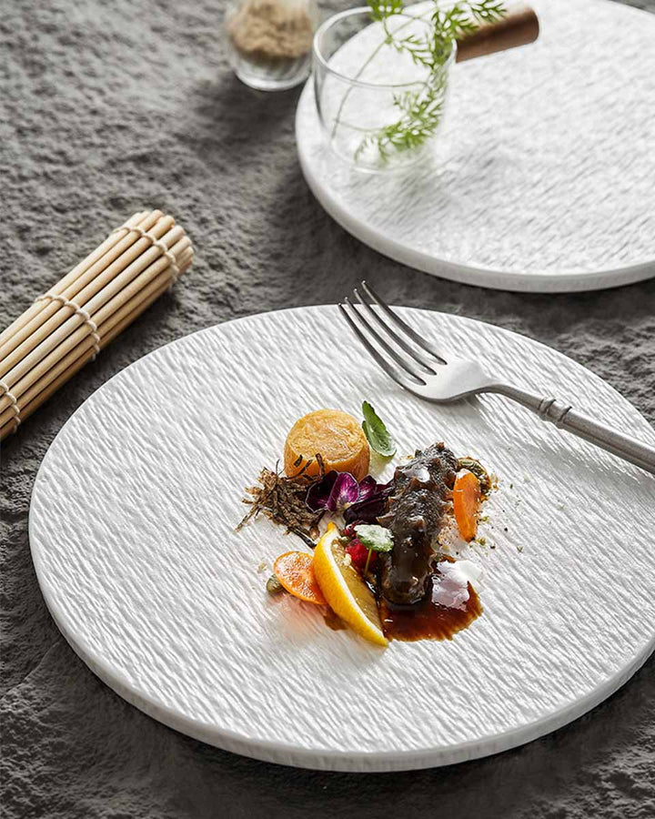 Jumeira Collectie | Keramisch Plat Bord – Luxe Steendesign Servies in Wit of Zwart
