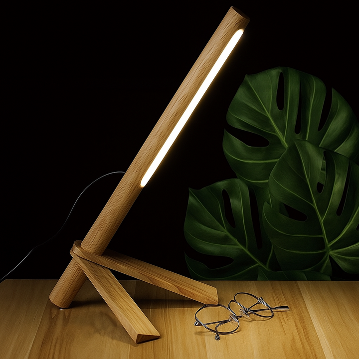 Gepetto Houten Tafellamp | Dimbare Lamp met 3 Lichtstanden & Natuurlijk Design