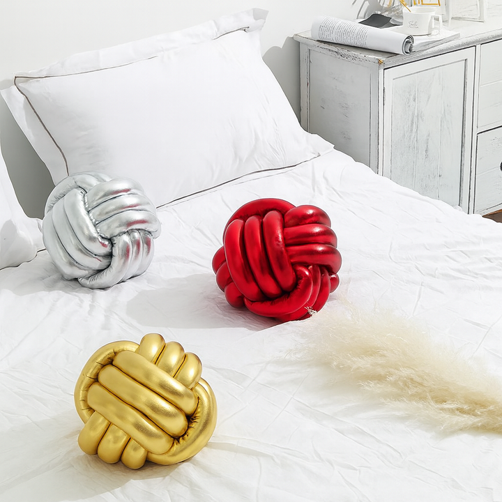Handgeknoopt Kerst Knoopkussen | 20 cm | Zacht & Decoratief