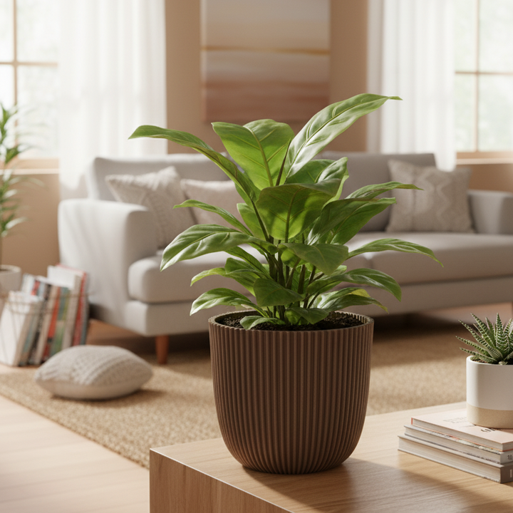 Nature Groove | Duurzame Bloempot van Natuurlijke Materialen – Warm Taupe