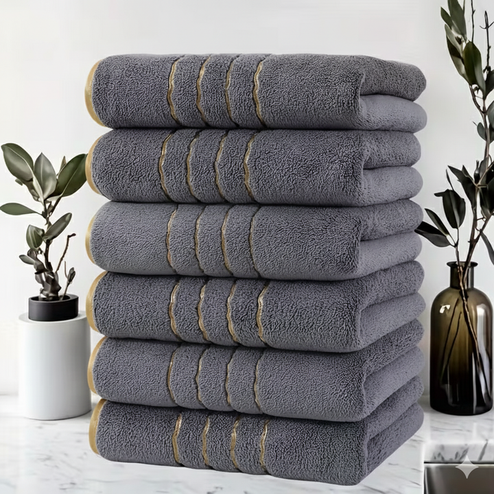 Luxe Badkamer Set | 6-Delige Gouden Handdoeken | Modern & Kleurvast Ontwerp