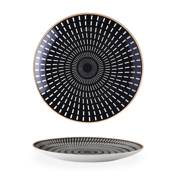 GeoChic | Geometrische Porseleinen Borden – Modern Design met Goudaccenten