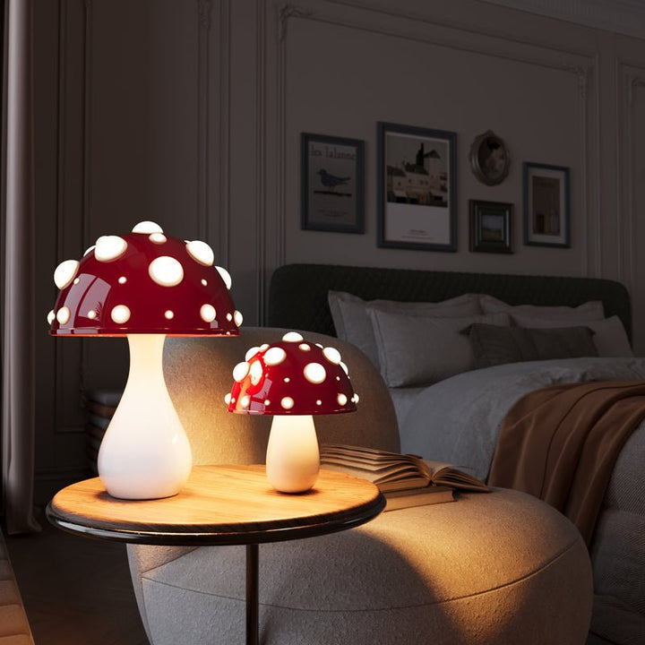 Amanita Tafellamp | Unieke Paddenstoel Lamp | Dimbare LED | Draadloos of Bedraad