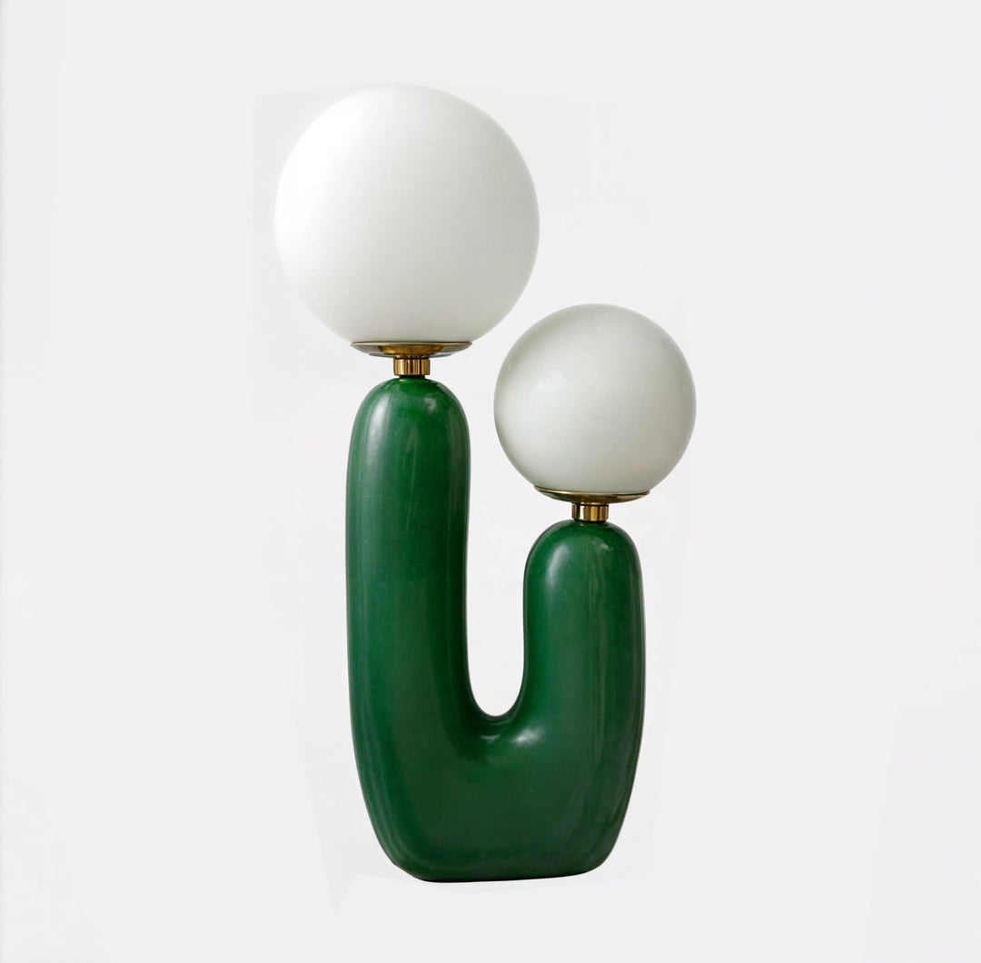 Athenea Tafellamp | U-Vormig Design met Dubbele Lichtbol | Beige of Groen