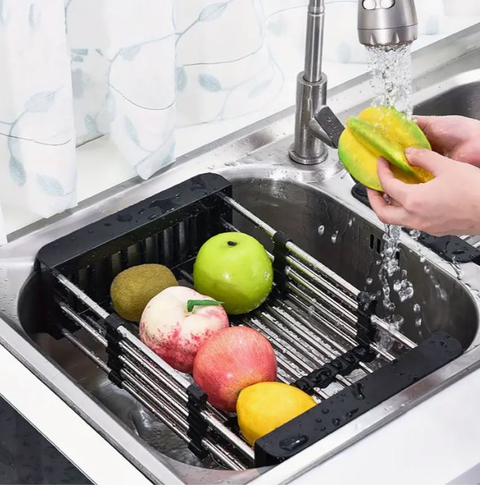 Verstelbaar RVS Afdruiprek voor Spoelbak | Multifunctioneel Droogrek voor Keuken