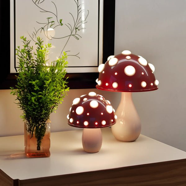 Amanita Tafellamp | Unieke Paddenstoel Lamp | Dimbare LED | Draadloos of Bedraad