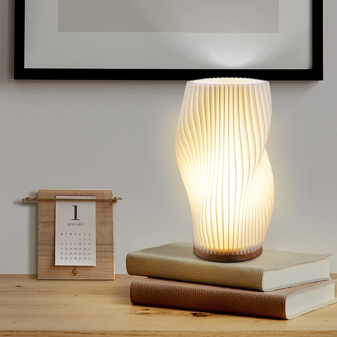 Serene Wavecrest Lamp | Moderne Golfvormige Tafellamp | Dimbare LED & USB-Aansluiting