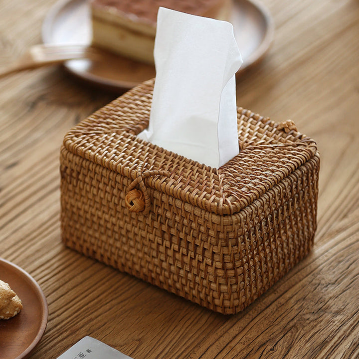 Handgevlochten Rieten Tissuedoos | Natuurlijk Design | 20 x 13 cm