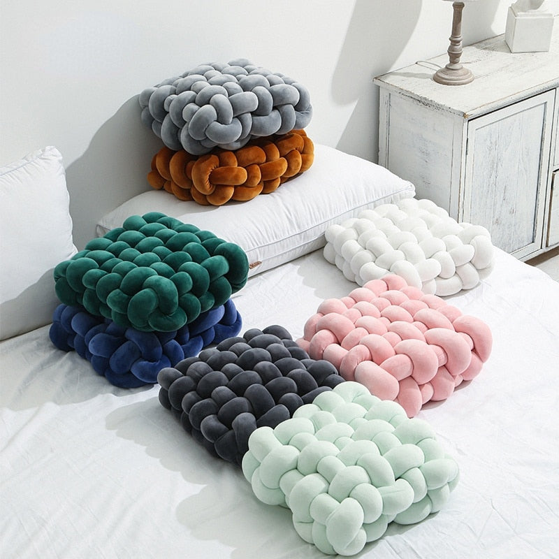 Soft Knot Vierkant Sierkussen van Kristalfluweel | Trendy & Ademend Knoopkussen voor een Stijlvol Interieur