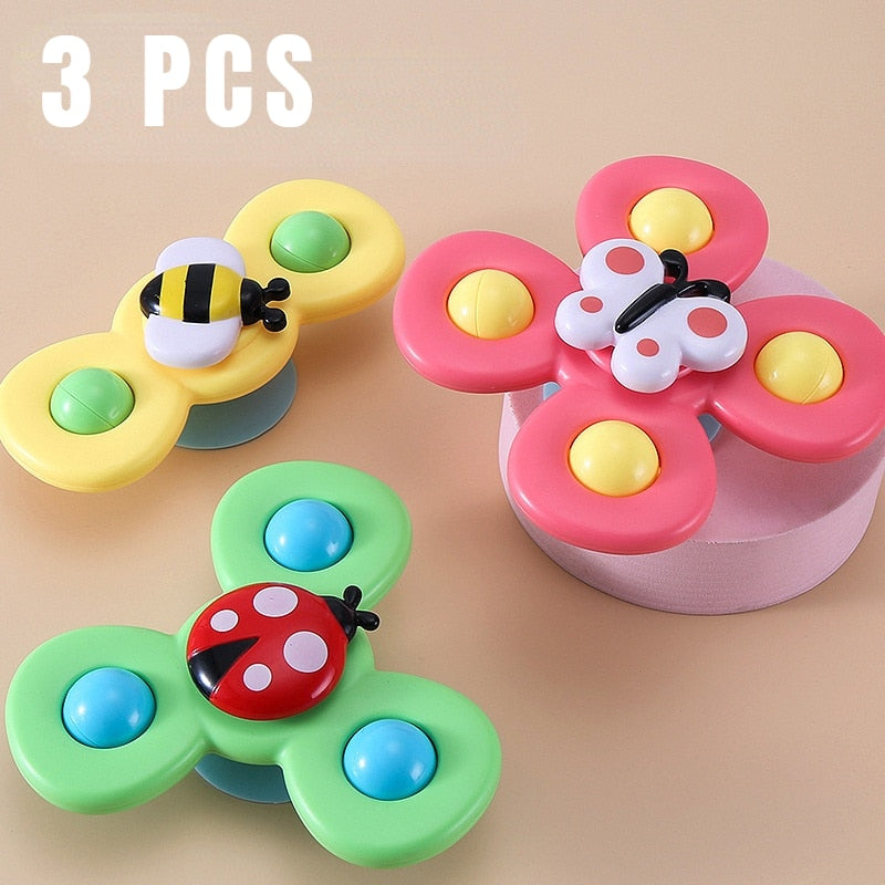 BabySpin™ | Set van 3 Zuignap Spinner Speeltjes | Rustgevend & Leerzaam
