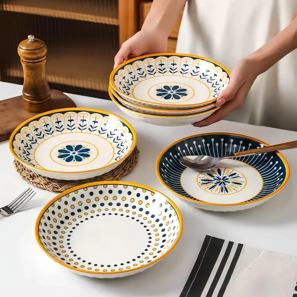 Toscaanse Bordenset | Handgeschilderd | Set van 4 | Porselein