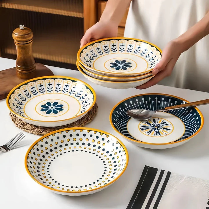 Toscaanse Bordenset | Handgeschilderd | Set van 4 | Porselein