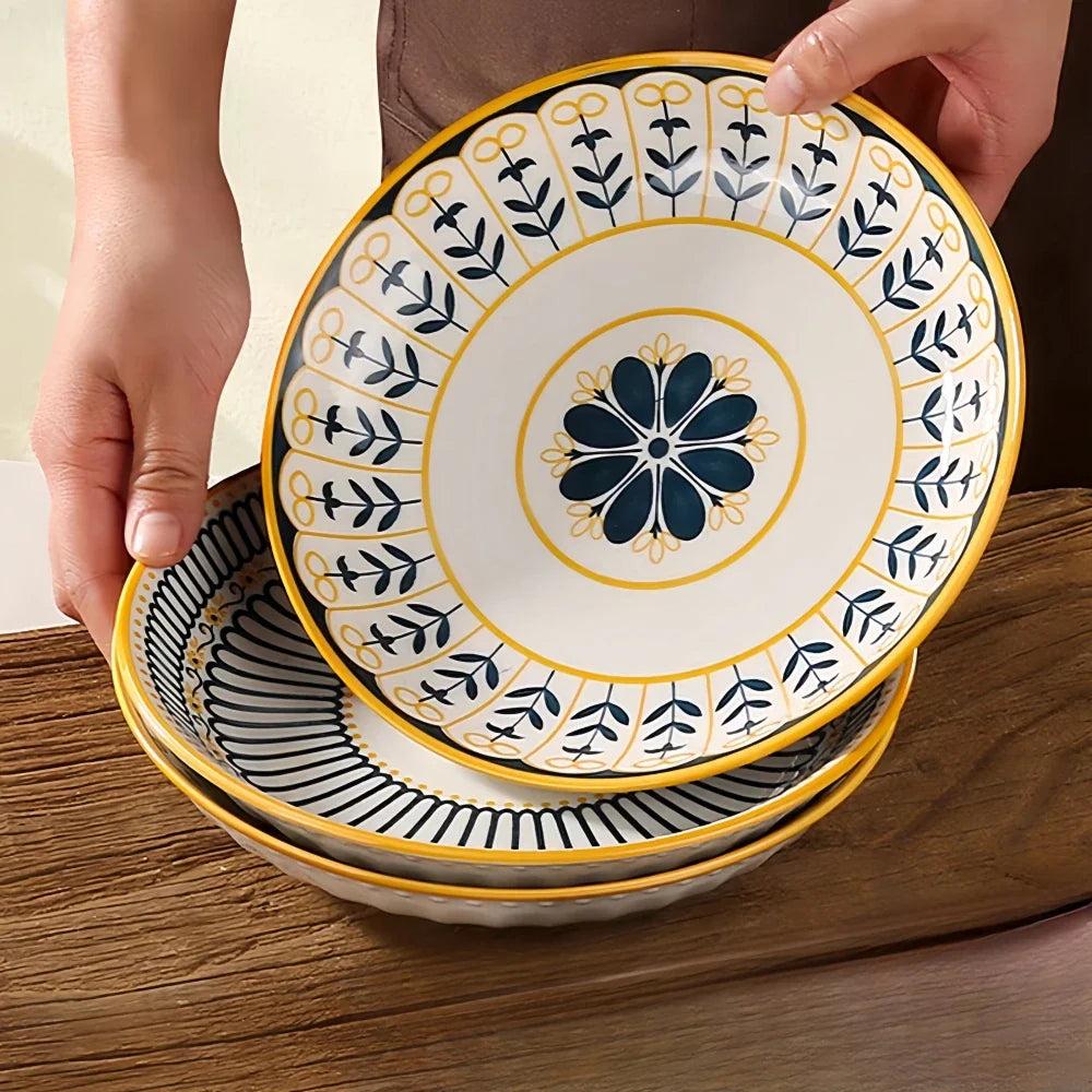 Toscaanse Bordenset | Handgeschilderd | Set van 4 | Porselein