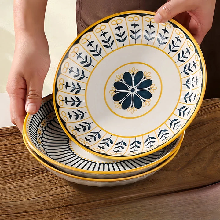 Toscaanse Bordenset | Handgeschilderd | Set van 4 | Porselein