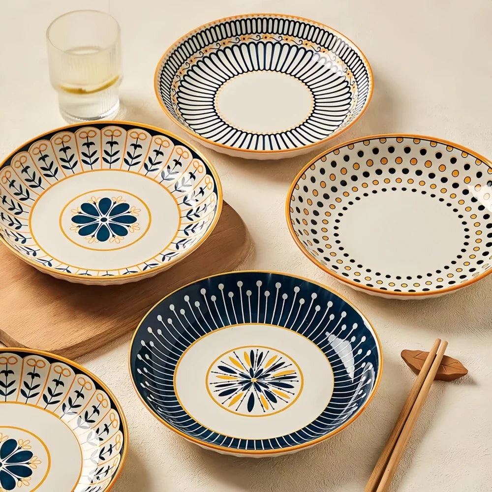 Toscaanse Bordenset | Handgeschilderd | Set van 4 | Porselein